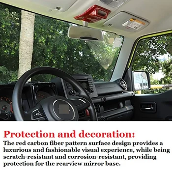 Car Rear View Mirror Base Cover til Suzuki Jimny 2019 2020, Mirror Base Dekorative Dækning af Tilbehør,Red Carbon Fiber