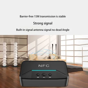 Trådløs Bluetooth-5.0 Modtager RCA aptX LL NFC 3,5 mm Jack Aux USB-Audio-Adapter 15 Meters Afstand Til hjemmekontoret