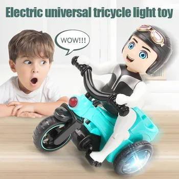 Børn Stunt Elektriske Motorcykel Forfalder Toy Bil med Lys Effekter Roterende Super Trick Bil Styling