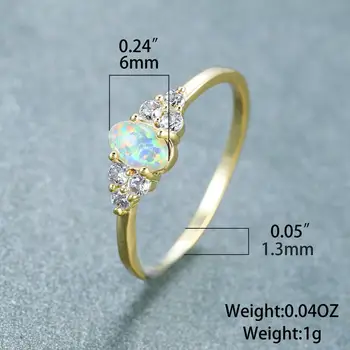 Fashion simpel gylden hvid opal ring kvindelige perifere sæt fine hvide cubic zircon ring kvinder, bryllup, engagement ring