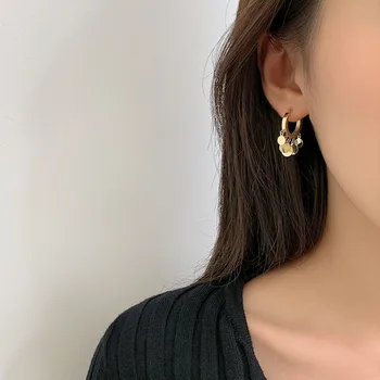 Stykke Vedhæng Øreringe I Titanium Stål Forgyldt Øreringe Kvinder Koreanske Sød Student Smykker Tilbehør No Fade