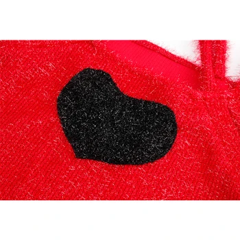 Red Mohair Strik Pullover Sweater Kvinder Store Lange Ærmer Elsker Vintage Mønster Halterneck Elegant Strik E-Pige Løs Ins Strikket Top