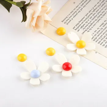 Ins stil Sydkorea fruta farve kontrast dejlige acryl-blomst DIY håndlavede smykker-øreringe stud tilbehør materialer