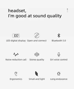 T20 TWS Trådløse Bluetooth-5.0 In-ear Hovedtelefoner Stereo Surround Sound Gaming Kvalitet Mini Øretelefoner Vandtætte Hovedtelefoner