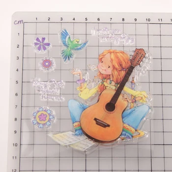 Violin Girl Klar Transparent Gummi-Stempel, Segl For DIY Papirvarer Scrapbooking, Kort, hvilket Gør Albummet Decoroation Forsyninger