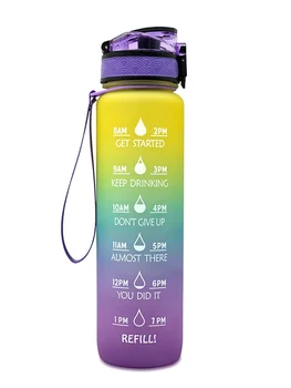 1L Flaske Vand Motiverende vandflaske Med Tiden Kaffefaciliteter Drikke Flaske Matteret Tætte Cup For Udendørs Sport Fitness