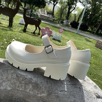 Kvinder ' s Damer Sko, Loafers Mode Casual Vintage-Platform Tykke Hæle Slip-on School Læder Casual Sneakers Sko 2021 #40