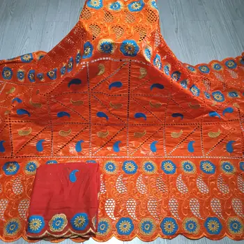 Afrikanske Bazin riche stof med broderi Blå bazin brode til kjole materiale Nigerianske 5+2yards