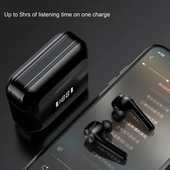Noise Cancelling Trådløse Bluetooth Øretelefoner 5.0 Hovedtelefoner med Opladning Tilfælde Mini Ultra Letvægts in-ear-design gel-fleksibel