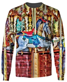 Hippie Farverige Hest 3D-Print Foråret Hoodie Mand 1 Kvinder Harajuku 1 Outwear Lynlås Pullover Casual Sweatshirt Unisex style-1