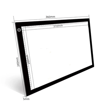 A4 Grafisk Tablet LED Lys pad Ultra Tynd tegning, Maleri, Skrivning af Tabel Elektronisk Lys Pad Bord med Skala