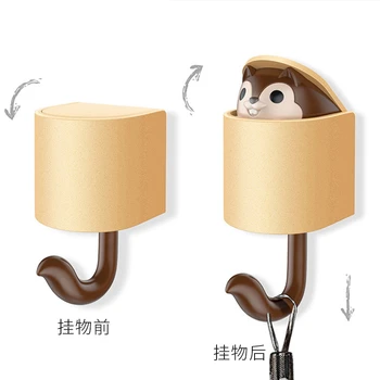 Kreative Usynlige Egern Krog Paraply Nøglevedhæng Stærkt Klæbende Montering Væg HookCoat Hat Hjem Dekoration Tilbehør