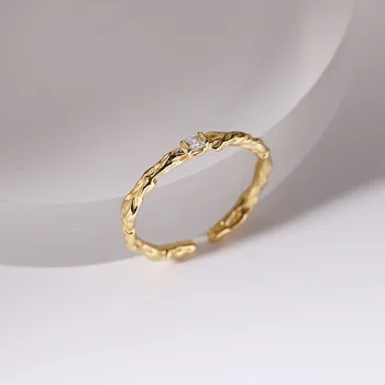Silvology 925 Sterling Sølv Zircon Tekstur Ringe til Kvinder Uregelmæssige Tin Folie Chic Minimalistisk Tynd Ring Mode Smykker