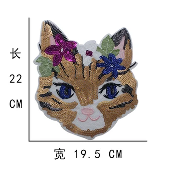 Stort broderi store patch katte dyr tegnefilm patches til taske badges applique patches til tøj EQ-1041
