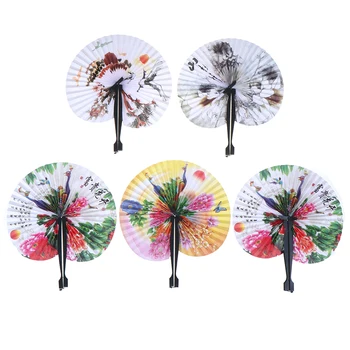 Kinesisk Papir Foldning Hånd Fan Orientalske Blomster Fancy Fans Party Bryllup Favoriserer Gave Home Decor Tilfældigt Mønster