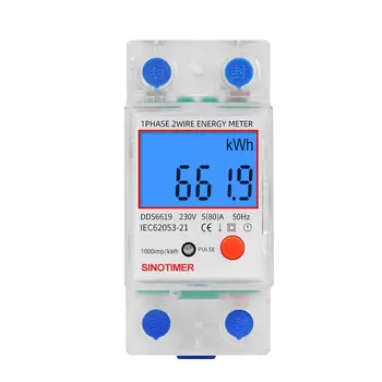 Enkelt Digital Power Energy Meter Spænding Wattmeter Multi-funktion Digital Meter Power Energy Analyzer Elektronisk Din-Skinne 230V