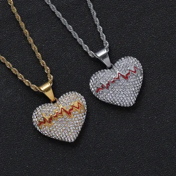 Kvinde Personlighed Kreative Hjertekardiogram Hjerte-Formede Metal Halskæde Zircon Indlagt Udsøgte Smykker Romantisk Jubilæum Gave