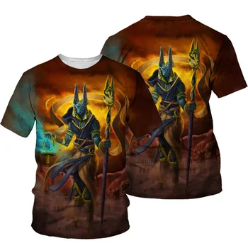 Anubis 3D-Print Mænd T-shirt 2021 Sommer O-Hals kortærmet t-Shirts Toppe det Gamle Egypten Stil Mandlige Tøj Mode Casual T-shirts