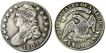 OS 1807 Udjævnede Bust en Halv Dollar i Sølv Forgyldt Kopi Mønt