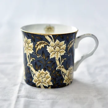 Almindelig blå og hvid emalje kop te, overdimensionerede drikkeskål, gammeldags kop te, rustfrit stål, emalje cup