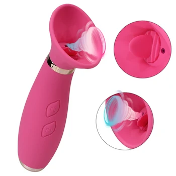 Kvindelige Onanister Silicone Klitoris Stimulator Skeden Brystvorte Suger Vibrator Tungen Slikke Vibrerende Sex Legetøj