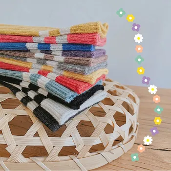 2019 Nye Stil Børns Sokker Calcetines Solid Farve Stribe Kids Socks Til Toddler Moderigtigt Knæ-højder Sokker Baby Ting