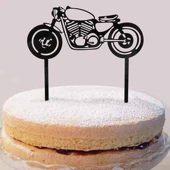 Guld Motorcykel Kage Topper Til Bryllup, Fødselsdag Kage Dekorationer Baby Brusebad Motorcykel Tillykke Med Fødselsdagen Akryl Kage Topper
