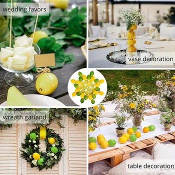 Falske Citroner, Limefrugter og Skiver Set - Pack af 36 Faux Dekorative Citrusfrugter - Kunstige Dekorationer til Hjemmet Køkken