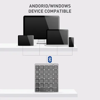 Bluetooth Numeriske Tastatur Aluminium Legering Shell Bærbar Tastatur Splitter USB-Hub til Android Telefoner, Ipad Macbook og Windows