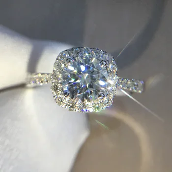 Høj Kvalitet 925 Sterling Sølv Bryllup Trendy Ring Princess Square CZ Finger Ringe til Kvinder Sølv Engagement Smykker Gaver