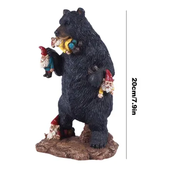 Black Bear Spise Nisser Sjove Statue Kreative Harpiks Udsmykning Indendørs Udendørs Have, Græsplæne, Gårdhave Udendørs Dekorationer