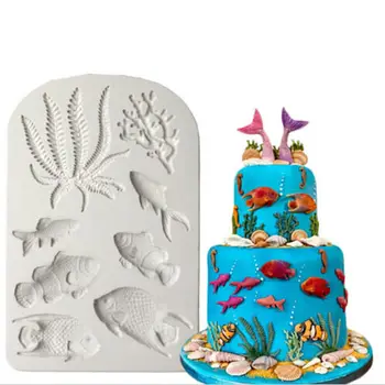 Candy DIY Af 1 Stykke Fisk, Tang Silikone Formen DIY Kage Grænsen Fondant Kage Dekoration Af Sea Coral Kage, Chokolade Skimmel