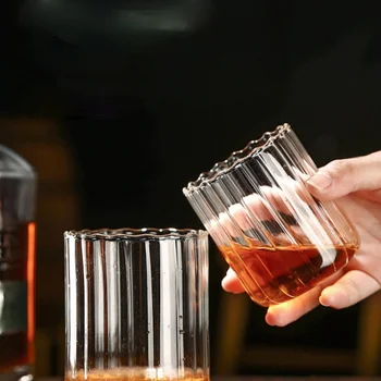 250-450ml Kreative Lodrette Striber Whiskey Cup blyfrit Glas Mode Cocktail Vodka Soju Skyld Stemless Glas Vin Drinkware