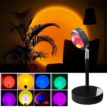 USB-Knappen, Rainbow Solnedgang Projektor Lampe Atmosfære Led Nat Lys med Hjem Coffe Shop Baggrund vægdekoration Farverige Lampe