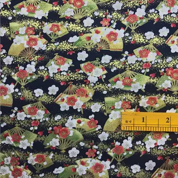 CF678 Japansk Stil Brozen Fans Trykt Ren Bomuld Stof Til en Kimono på Bordet, Tøj Døren Gardiner DIY Stoffer boligtekstiler