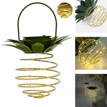 2stk Udendørs Sol Lys Vandtæt Ananas Form Have Sol Lampe String Kæde Hængende Dekoration Jern Wire Kunst Home Decor