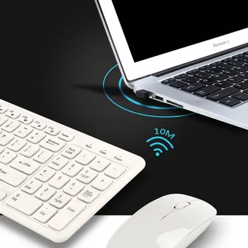 Enkel Ultra-Slank Sort Mini Wireless Keyboard and Mouse Combo Kit til PC Desktop Loptop Klassiske Office-Sæt