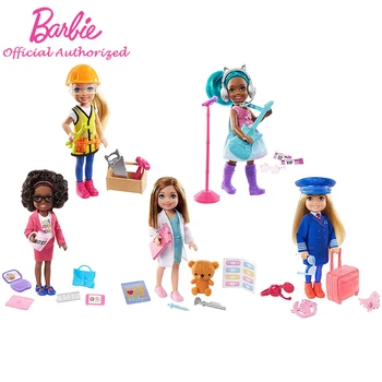 Barbie Chelsea-Serien Karriere Læge Håndværker Rock Star Pilot Iværksætter Foregive Dukke Legetøj Play Set Kid Fødselsdag Gave GTN86