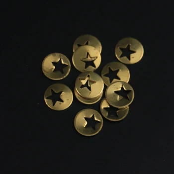 Messing 10*1 mm rundt hul femtakket stjerne vedhæng, øreringe og vedhæng DIY håndlavede materialer smykker tilbehør