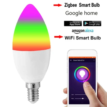 Tuya Zigbee Smart Liv WiFi Pære 5W LED Voice Control Remote Voice Control RGBCW Egnet Til Alexa, Google Startside Assistent