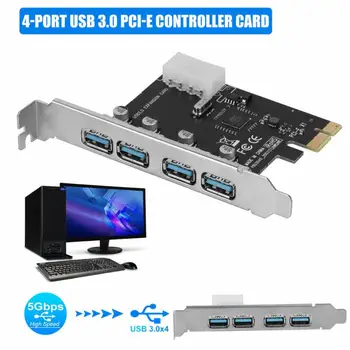 4 USB-Port PCI-E Til USB 3.0 HUB port til PCI Express-udvidelseskort-Adapter 5 Gbps-Overførsel Hurtig 1X4-Pin Power Connector Til Desktop