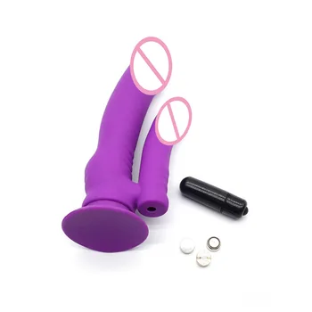 Kvindelige Masturbator Leveres med En sugekop Dobbelt-headed Dragon Bælte Batteri-Vibration-Silikone Dildo Anal Plug Adult Sex Toy