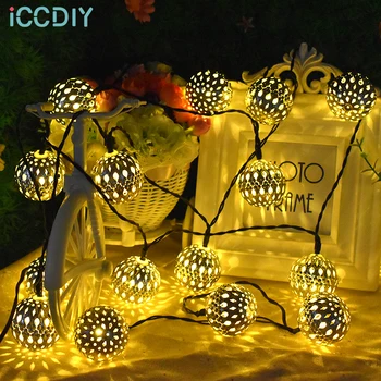 20/30 LED Marokkanske Bolden Sol String Lys Fe Verden Vandtæt Lanterne Lys Dekorativ Belysning til Hjemmet Garden Party Decor