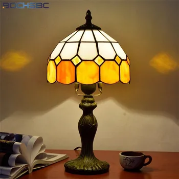 BOCHSBC Europæiske Klassiske Kreative Tiffany Gule Farvede Glas soveværelse natbordet Lampe 8 Tommer For at studere værelse børneværelse