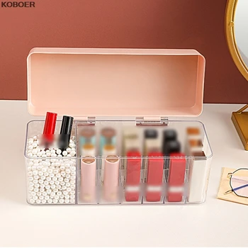 Gennemsigtig Makeup Børste Opbevaringsboks Cosmetic Organizer Støvtæt Dække Smykker Opbevaring Display Rack Pearl Rør Af Plast Box