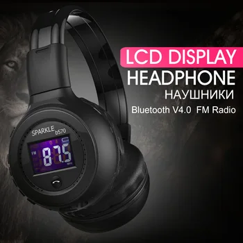 Fanatiske B570 auriculares Bluetooth plegable Hifi estéreo auriculares inalámbricos con pantalla LCD-auriculares FM-Radio ranura Mi