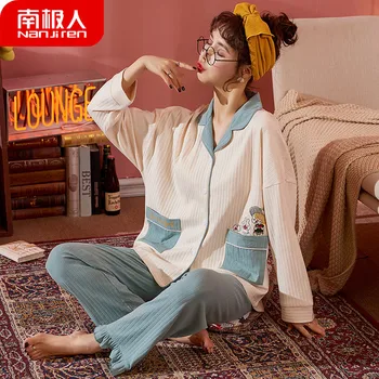 Nan Ji Ren Cute Pyjamas Kvinder med Lange Ærmer Forår, Vinter koreanske Sæt Studerende KVINDERS Plus størrelse Tøj til Efteråret, og