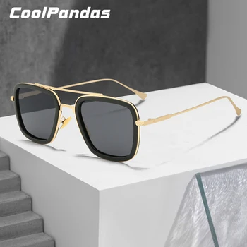 CoolPandas Mode Tony Stark Style Solbriller Mænd Kvinder Polariseret Overdimensionerede Pladsen Brand Design solbriller Retro Mandlige UV400