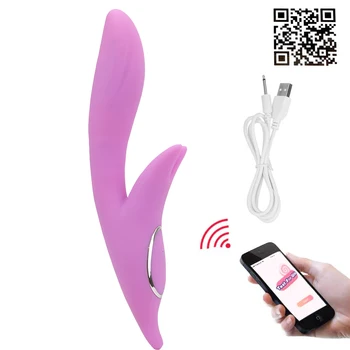 Dildo Vibrator Kanin Varme Vibrator-G-spot Massager Sex Legetøj til Kvinder APP Bluetooth Wireless Control Klitoris Stimulator
