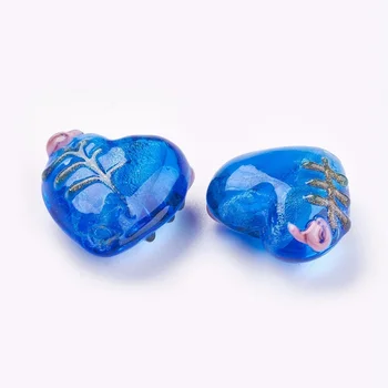 100pcs Håndlavet Folie, Glas Perler hjerteformet Blandet Farve DIY Smykker at Gøre Tilbehør 12~20x12~21x8~13,5 mm